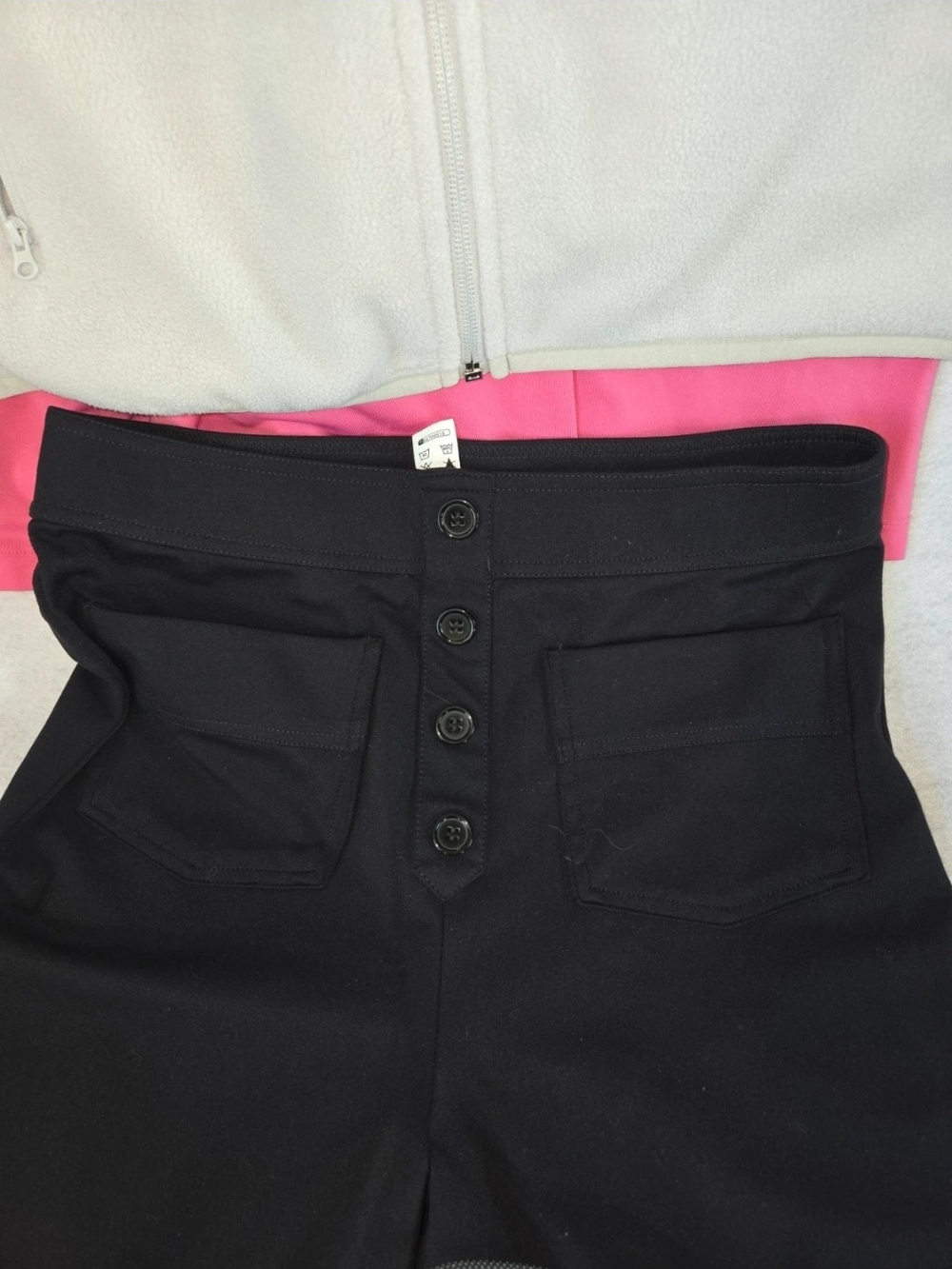 Pants ByHALARA Black High-Waist Decorative Button-Front